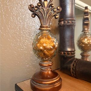 Decorative Gold Pineapple Finial Table Accent - Unbranded